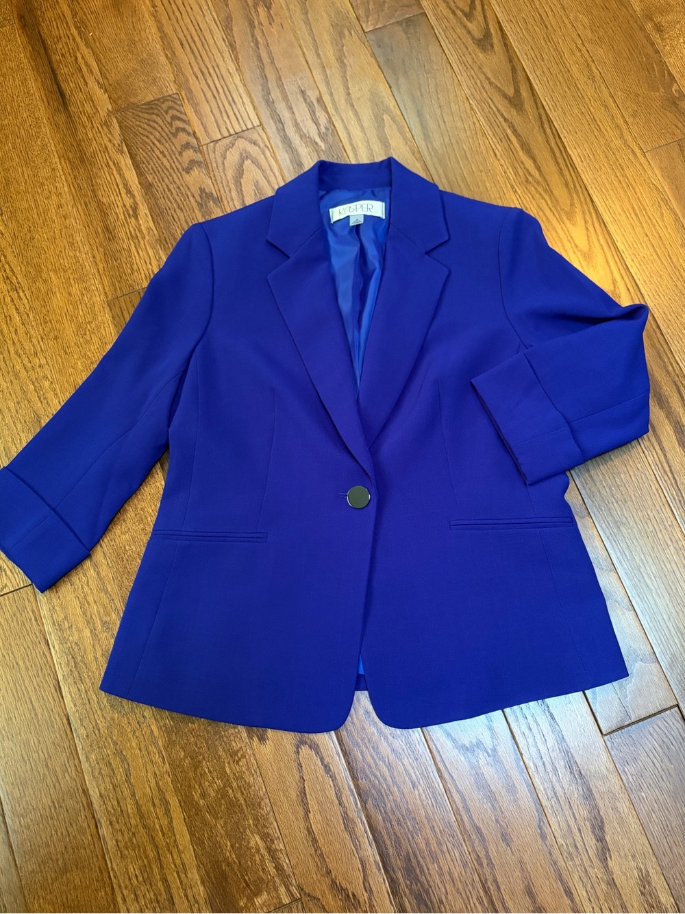 Kasper Cobalt Blue 3/4 Cuffed Sleeve Office Professional Blazer Size 4P